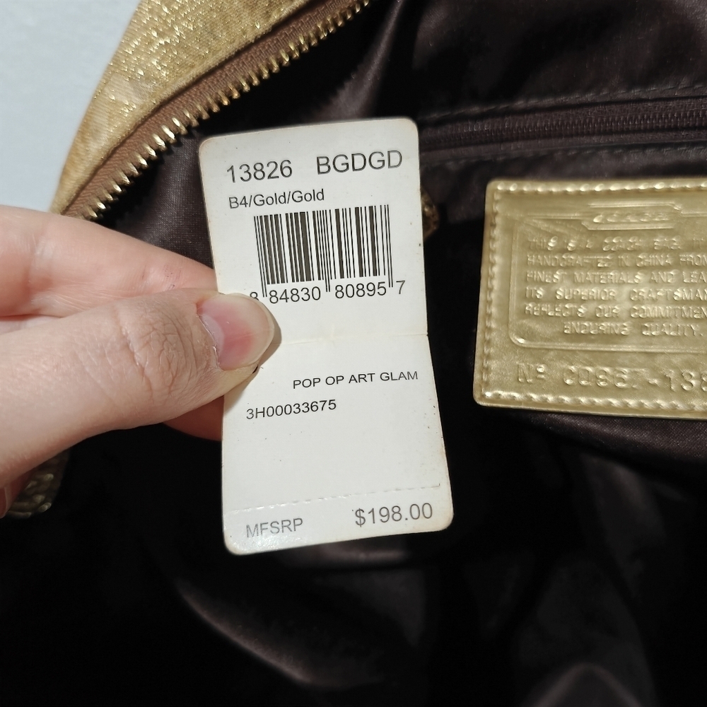 Vintage Y2K Coach Poppy Purse Tag Attached Tote Gold Signature Monogram Logo - Picture 2 of 16